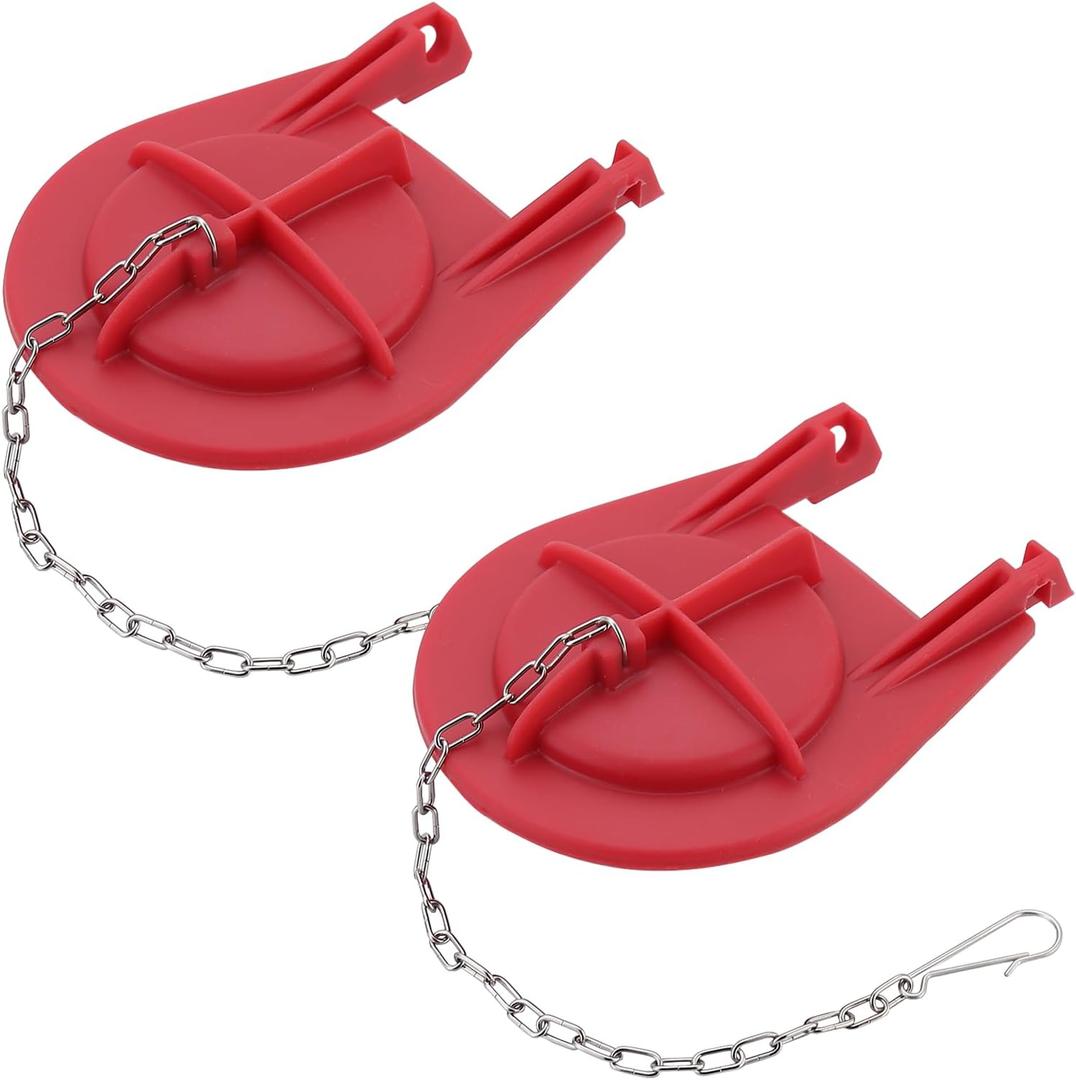 3.5 Inch Red Solid Silicone Toilet Flapper Replacement with Stainless Chain Compatible with Kohler GP1039444 Toilet, 2 Pack