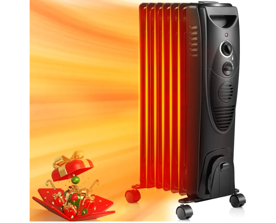 ZAFRO Oil Filled Radiator Heater, 1500W Portable Electric Oil-Filled Radiant Heatings, Space Heater with Tip-Over & Overheat Protection (Black)