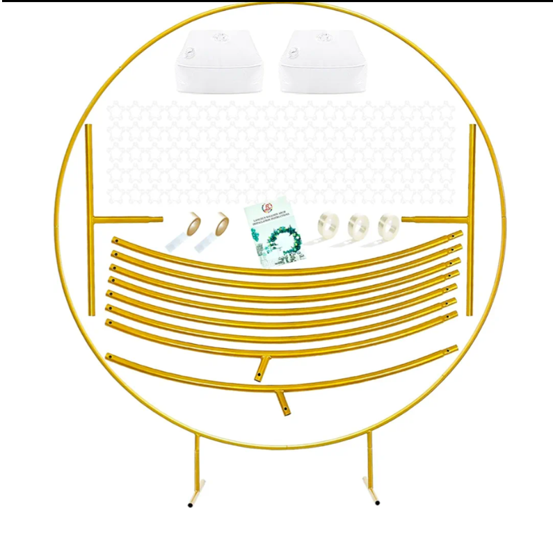 Big 7.2ft Gold Metal Round Balloon Arch kit Decoration,Round Arch Backdorp Stand Kit,for Birthday Party,Wedding Decoration,Baby Shower Party,Graduation Decoration Background