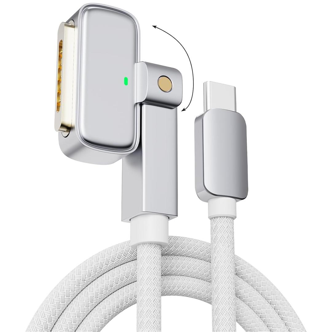 140W USB-C to Magnetic 3 Cable180 Magnetic 3 Cable for MacBook Air Pro Charger,6.6FT Compatible with Air (15''/13'' M4 2025, M3 2024, M2 2023, 2022), Pro (16"/14" 2024/2023/2021) 2M White