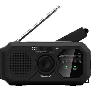 Kaito V5 Emergency Radio - Solar Panel and Hand Crank  LED Flashlight  Voyager Mini NOAA Weather Radio - AM/FM Radio Rechargeable Battery (Black) Kaito V5 Emergency Radio - Solar Panel and Hand Crank  LED Flashlight  Voyager Mini NOAA Weather Radio - AM/FM Radio Rechargeable Battery (Black)