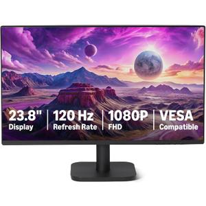Amazon Basics 23.8-inch 1080P Computer Monitor, 120 Hz, HDMI, DP, VGA, VESA Compatible for Office, Home