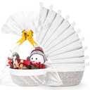 AFOROEOA 10PACK White khaki Baskets for Gifts Empty, 12"x 8"x 5" Woven Gift Baskets with Gift Bags and Bows Empty Gift Baskets for Christmas Shelf Small Storage Baskets with Handles