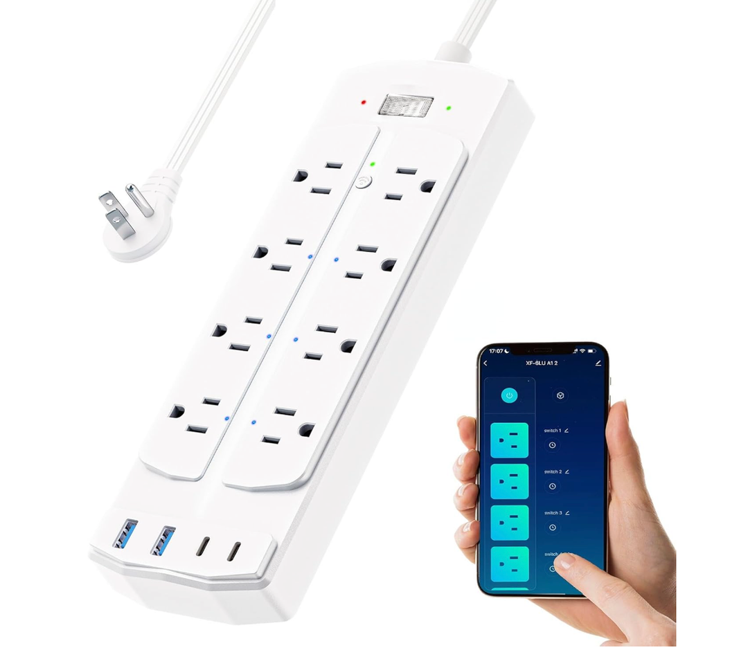 Smart Power Strip, Yozisital Surge Protector with 6 Smart Outlets and 4 USB Ports, 5FT Flat Plug Extension Cord for Home Office