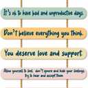 Inspirational Wall Decor Signs for Office Home, Positive Affirmations Gifts Little Reminders Plaques for Friends Coworkers, Mental Health Psychology Wooden Hanging Wall Art Decor