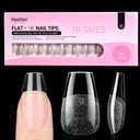 3 x Beetles Gel Nail Tips Flat-X - Coffin Short, 160pcs 16 Sizes, Pre-Etched Half Matte Full Cover Soft Acrylic False Nail Tips Clear Press on Easy DIY Extension Salon for Flat & Natural Nail Beds