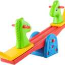 HEY! PLAY! Teeter Totter - See Saw for Backyard or Playroom with Easy-Grip Handles - Indoor or Outdoor Play Equipment for Toddlers