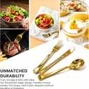 150PCS GzfunTeng Gold Plastic Silverware, Heavy Duty Disposable Cutlery Set Includes 50 Forks, 50 Knives, 50 Spoons for Party, Wedding and Daily Use (150 Pieces, Gold)