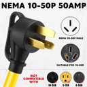 Tellegloww NEMA 10-50P to L14-30R 30 Amp Generator Transfer Switch Adapter Cord, 50Amp 3 Prong Old Dryer Outlet to 4 Prong Generator Locking Plug Adapter, STW 10 AWG, 1FT, ETL Listed