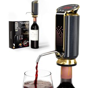 Luxurious 3-in-1 Electric Wine Aerator, Dispenser & Vacuum Pump - Wine Preservation System - Gifts for Women Wife Men Husband(Black/Gold)