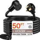 50FT 30 Amp 10 Gauge 3 Prong Welder Extension Cord, NEMA 6-50P to NEMA 6-50R, Heavy Duty 250V Welding Extension Cable for Lincoln, Plasma, Miller, SJTW, ETL Listed