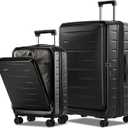 CENSIEN Luggage Sets 2 Pieces, 20 Inch Carry On Luggage and Expandable 28 Inch Checked Luggage with Spinner Wheels, Lightweight ABS+PC Hard Shell Suitcase with Front Opening, TSA Lock (Black, 20/28)
