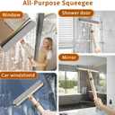 5-in-1 Extendable Window Squeegee with Spray, All-Purpose Window Cleaner Tool with Sprayer, Sponges, Silicon Blade & Gap Brush for Indoor/Outdoor Glass, Shower Door, Car Windshield, Mirror
