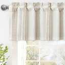 DriftAway Chris Linen Lined Valance 2 Layer Thermal Insulated Room Darkening Blackout Window Valances 3 Inch Rod Pocket Vertical Striped Kitchen Valance for Bathroom 52 Inch by 14 Inch Camel Beige