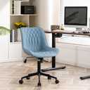 YOUNIKE Blue Ergonomic Home Office Desk Chair No Arms Comfy Small Criss Cross Chair with Wheels Swivel Adjustable Modern Vanity Chair with Back Armless Cute Leather Upholstered Rolling Task Chair