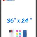 Magnetic Dry Erase Board for Doors, 36x24 Inch Whiteboard with Adjustable Long Arm Hook Mount - Easy to Install, Portable Hanging White Board for Home, Dorm Room, Office Cubicle & Small Spaces(Black)