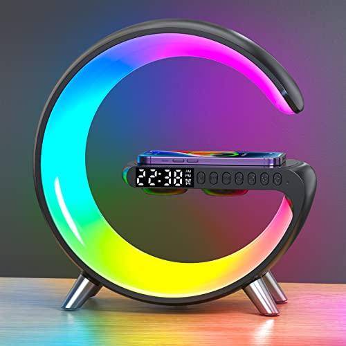 Luyfren 2026 New Smart Table Lamp with 4-in-1 Wireless Charger, Bluetooth Speaker, Alarm Clock, Night Light, App Control, for Bedroom, Office, Home Decor