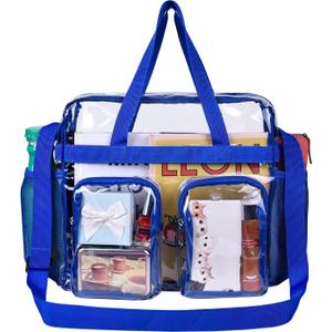 Oraben Clear Tote Bag Clear Bag Stadium Approved 12x6x12 Stadium Bag for Work, Sports Games,Gym (Blue)