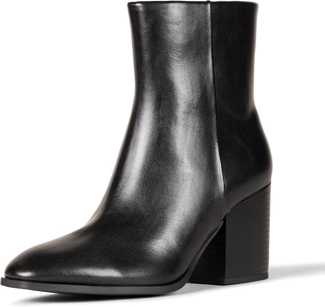 Amazon Essentials Women's Clean Heel Ankle Boots with Side Zipper, Memory Foam Insole (8, Black)