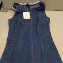 Daacee Women's Sleeveless Bodycon Denim Mini Dress Sleeveless Waist Tucks Zipper Short Tank Jean Dresses Concert Outfits (Blue, M)