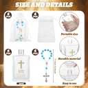 Reallnaive 6 Set Holy Water Bottles Gift Set Baptism Favor for Guest Christian Catholic Glass Water Bottles Cross Rosary Bracelets Organza Bag for Church First Communion Gift