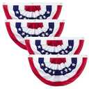 3x6Ft American Bunting Flags for Outside: 4th of July Decorations Outdoor USA Patriotic Pleated Half Fan Bunting Flag for Porch Banner Decor Pack of 4 
