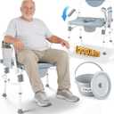 1000LBS Bariatric Bedside Commode, Extra Wide 3-in-1 Toilet Chair for Seniors, Disabled and Obese Users, Drop-Arm Commode with Heavy Duty Steel Frame, 5-Level Adjustable Height, Non-Slip Feet