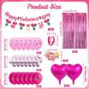 Valentine's Day Decorations Kit - 18 Latex Balloons, 2 Heart Foil Balloons, "Happy Valentine's Day" Banner, Fringe Curtain & Cake Topper for Romantic Valentines Day Party Decor, Anniversary, Wedding