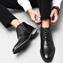 Arkbird Men's Dress Boots Genuine Leather Cap Toe Ankle Boot with Side Zipper for Casual Business Formal Wear, Size 7