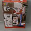 JOYIN Toddler Basketball Hoop Indoor, Adjustable Basketball Goal for Kids with 4 Balls, Game Toys for Playroom Pool Outdoor, Birthday Gift for Baby Boys Girls Age 1 2 3 4 - Air Pump Included (Blue and Orange)