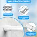 Thin Tension Rods 24-38 Inch,Expandable Spring Loaded Curtain Rods Adjustable Tension Curtain Rod No Drilling For Bathroom,cafe curtain tension rod blinds,White tension rod 1 Pack