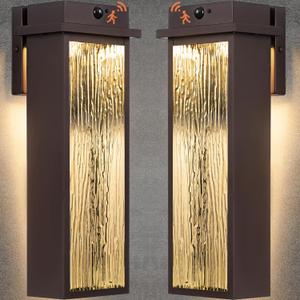 VenzBlomia 20 Upgraded Dusk to Dawn LED Outside Light Fixtures, 2 Pack Large Oil Rubbed Bronze Motion Sensor Outdoor Wall Sconce Lamps, Waterproof Brown Exterior Porch Coach Patio Garage Lanterns