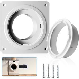 Dryer Vent Wall Plate with Quick Connect & Disconnect, Twist Lock Dryer Vent Connector Kit, 4 Inch Dryer Duct Connector Flange, for Wall Exhaust Vent, Ceiling or Warmhouse Air Circulation (No Hoses)