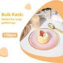 100PCS Transparent Pink Gold Plastic Plates, 7 Inch Heavy Duty Disposable Dessert Plate with Gold Rim, Round Appetizer/Salad Plates for Wedding, Party, Camping, Picnic