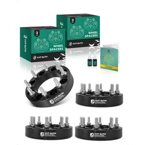 YHTAUTO 8x6.5 Wheel Spacers 1.5 Inch Compatible with Ford, Dodge, Chevy & GMC Models, F250 F350, Ram 2500/3500 Tire Spacers w/ 9/16" & 12.9 Grade Studs, 126.15 mm Center Bore 8 Lug 4PCS Black