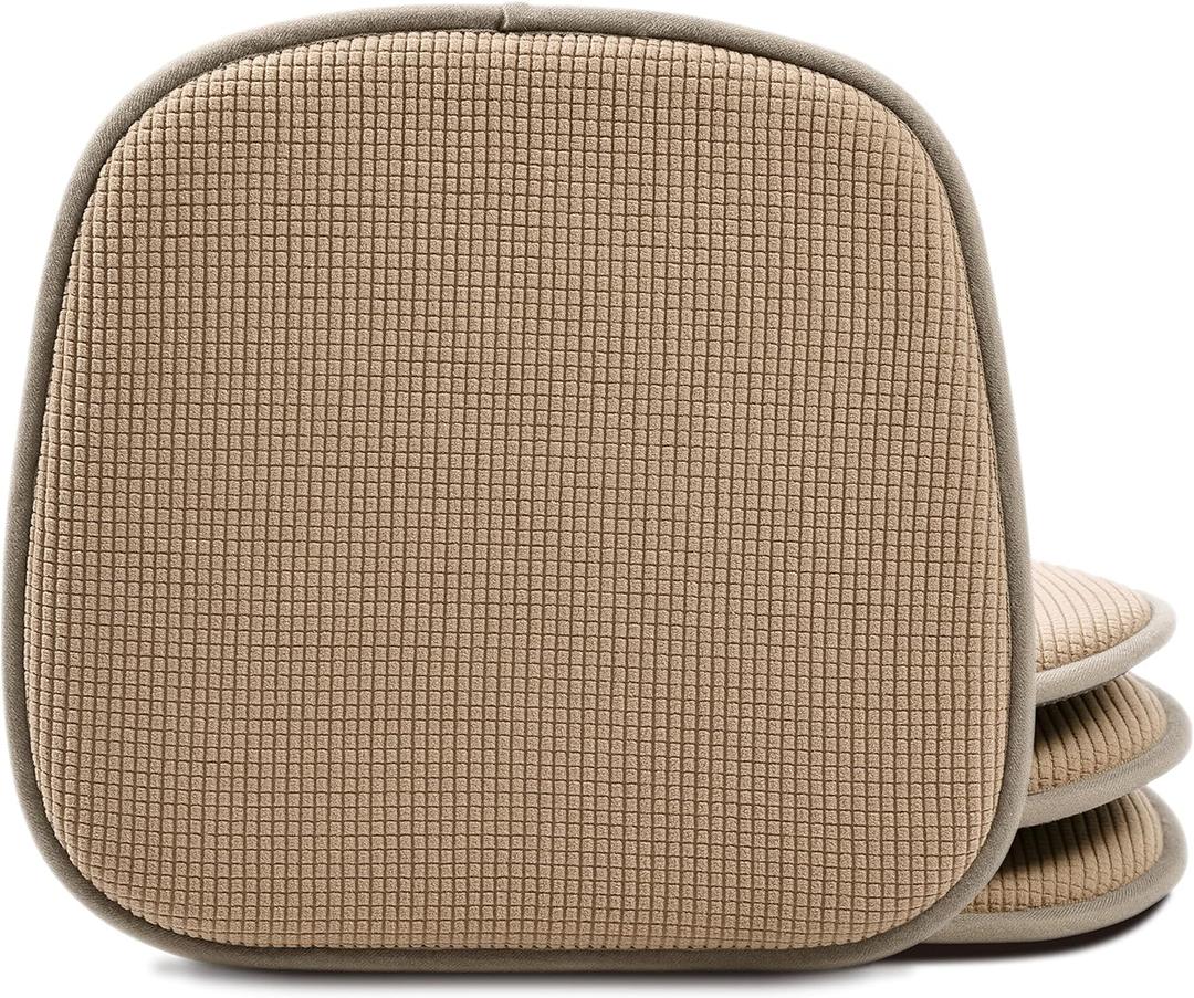 Shinnwa Kitchen Seat Cushions Set of 4, Non Slip Dining Chair Cushions, U-Shaped Indoor Chair Pads, 4 Pack, 15 x 16 Inches, Brown