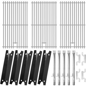 Hiorucet Grill Replacement Parts for Brinkmann 810-4580-S, 810-4580-SB, 810-4580-F Models, Stainless Steel Grill Grates, Burner Tubus, Porcelain Steel Heat Plates for Brinkmann Grill Parts 810-4580-S