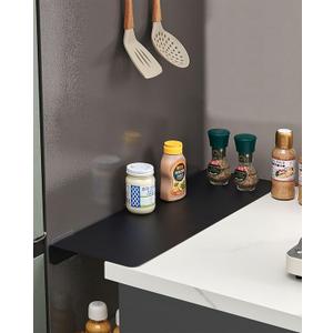 Metal Kitchen Refrigerator Gap Partition Countertop Gap Extension Board, Refrigerator Side Partition, Gap Covers Between Countertop And Walls, No Drill (Black, 7.87 * 3.93inch)