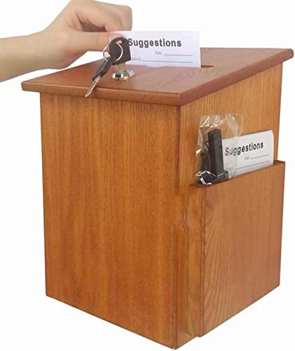 Donation/Charity/Suggestion Box,Wooden Church Collection Fundraising Box, Charitable Donation Suggestion Suggestion Box List Lock Box Ballot Box Wall Hanging with Lock Box , Size (7*7*6) Inches