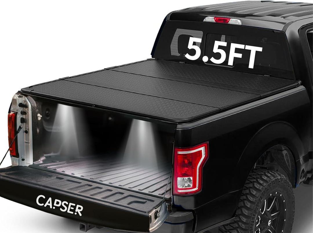 CAPSER 5.5FT Hard Tri-Fold F150 Tonneau Cover Fits for 2015-2026 Ford F-150 67Inch Truck Bed(incl.F150 Lightning)