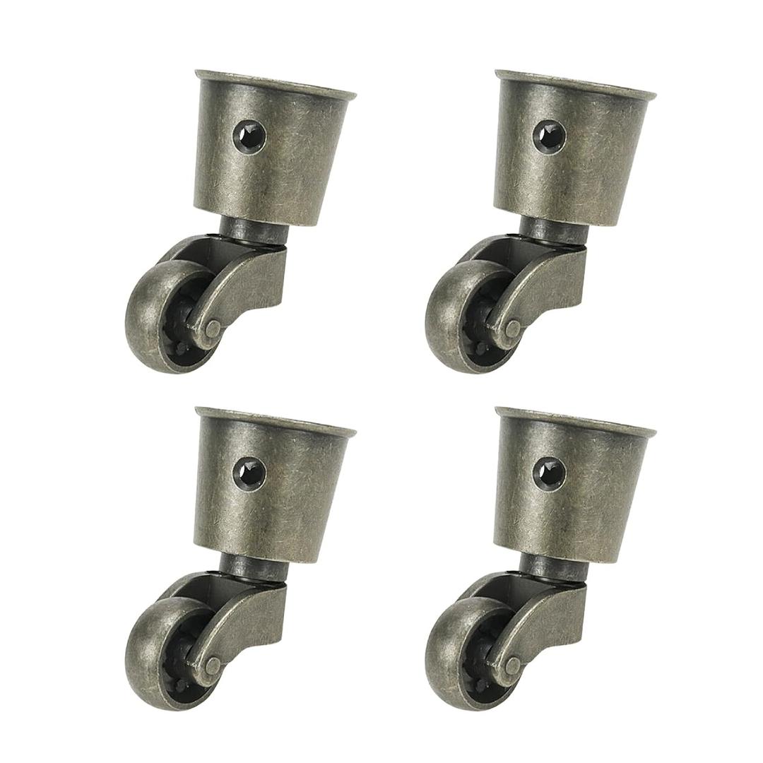 Semetall 4Pack Metal Vintage Swivel Round Cup Caster 2.6x1.5 Inch Swivel Wheel Caster for Furniture Chair Table(Bronze)
