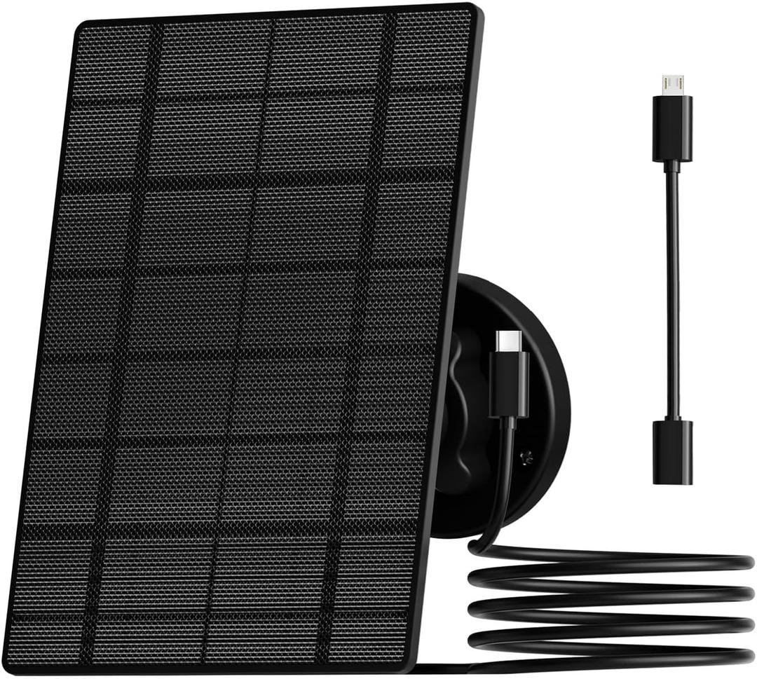 ZUMIMALL 3W Solar Panel for Outdoor Camera Wireless Camera,X2/X1/F5, IP66 Waterproof Solar Panel with 10Ft Type C Charge Cable, Power Supply for Security CameraType C Port