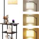 PESRAE Floor Lamp with Table, End Tables with Charging Station(USB & Type-C & AC Port), 3 Color Temperatures 9W LED Bulb, Modern Shelves Side Table for Bedroom, Living Room