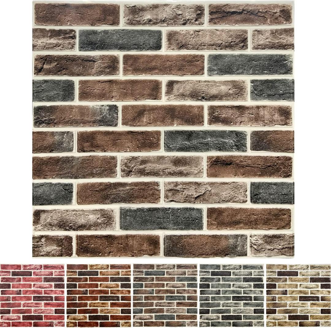 20-Pack 104 Sq.Ft 3D Wall Panels Peel and Stick 3D Faux Brick Wallpaper Peel and Stick Brown Grey Faux Stone Wall Panel Foam Brick Self-Adhesive 3D Wallpaper, 20PCS