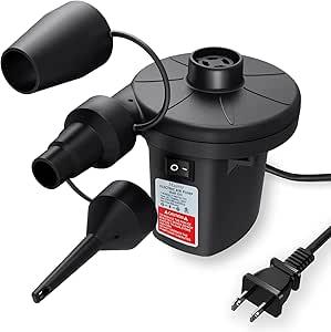 MAXEVER QuickFill Electric Air Pump with 3 Nozzles, AC 110V120V Portable Inflator Deflator for Inflatables Pool Float Toys Air Mattress Bed Couch Swim Ring Tube Raft, Black