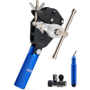 OMT 45 Flaring Tool Kit, Single Flare Set For 1/8" To 3/4" Tubing | Steel And Aluminum Alloy Build, Self-Centering Yoke, Burnishing Cone, Tubing Cutter And Deburring Tool