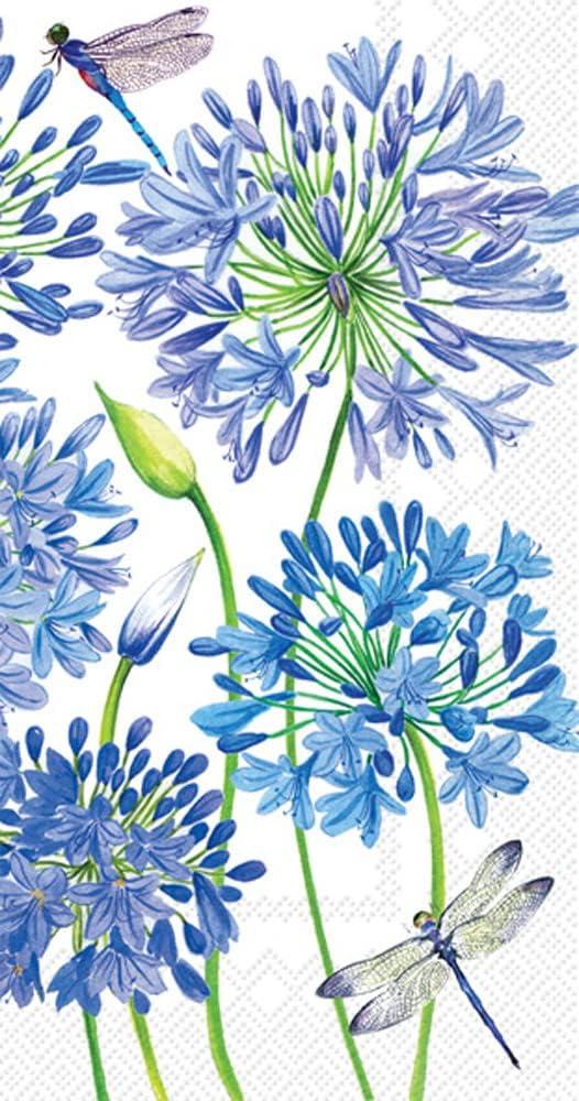 6 x IHR Ideal Home Range Dinner Napkins Disposable 3-Ply Paper Hand Towels, 8.25" x 4.5", Agapanthus, 16-Count