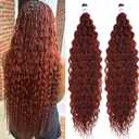 Ginger Deep Ocean Wave Crochet Hair Bohemian Curly Wavy Braiding Hair Pre Stretched 24 Inch Synthetic Boho Hair for Braiding Color 350 Boho Curls Crochet Braids for Black Women, 2 Packs