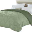 Seward Park Full Queen Size Forest Sage Green Comforter Reversible Lightweight Boys Bedding Cooling Bedspread All Season Fall Blanket