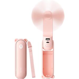 JISULIFE 3 IN 1 Handheld Mini Fan - Portable Fan & Power Bank & Flashlight, 19H Max Cooling, USB Rechargeable, Pocket-Sized for Travel, Cruise, Concerts, Makeup, 2026 Summer Gifts for Women(Pink)